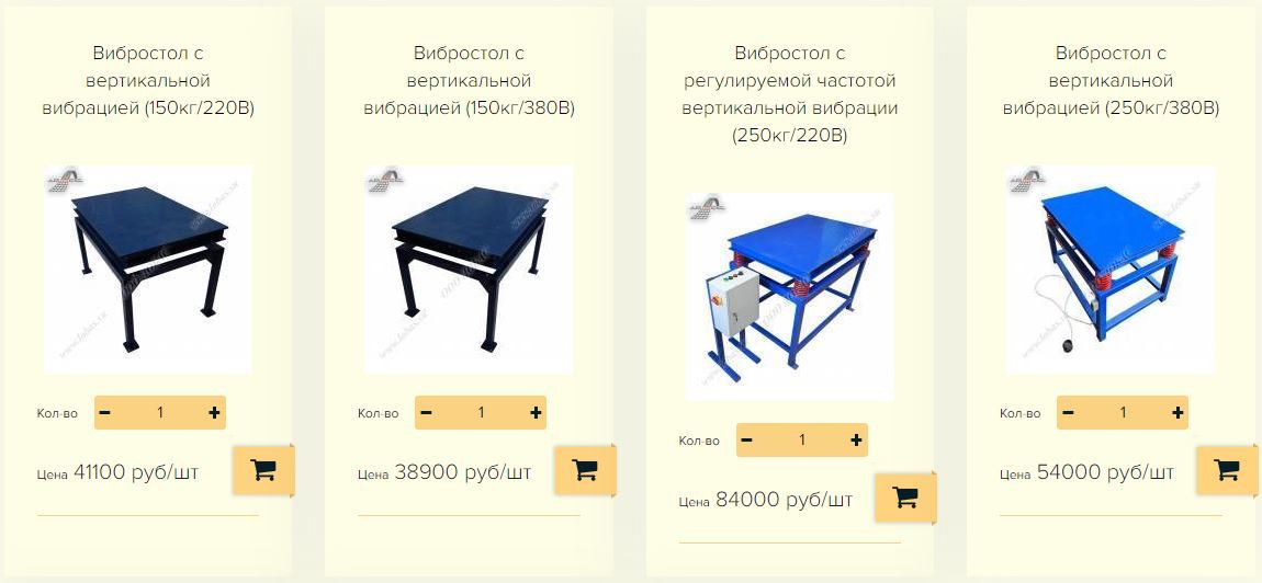 Вертикальные вибростолы с рабочим напряжением 220 В и 380 В Вертикальные вибростолы с рабочим напряжением 220 В и 380 В